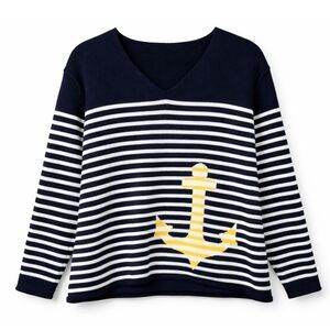 Norton Studio Sweater M Nautical Striped Anchor Coastal Grandpacore Preppy